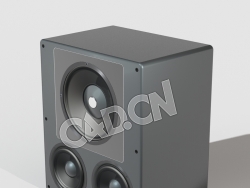 C4D黑色三个喇叭音响音箱模型 Audio Speaker