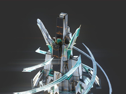 未来科幻创意摩天大楼建筑c4d模型 Sci-Fi Futuristic Future Fantasy City Building-4