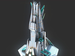 未来科幻创意摩天大楼建筑c4d模型 Sci-Fi Futuristic Future Fantasy City Building-2