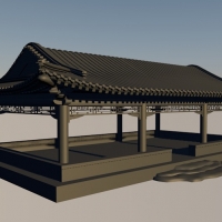 古建模型：凉亭3D模型 Ancient pavilion