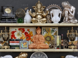 佛像 奖杯 瓶子 书籍 钟表工艺品摆件 Decor Set