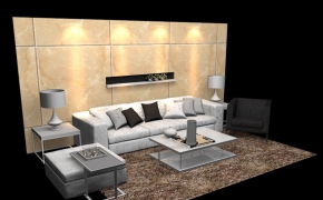 时尚客厅沙发组合C4D模型 3D model of sofa