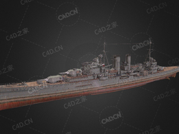 英国皇家海军埃克塞特号重巡洋舰埃克斯特军舰C4D模型下载Exeter 3d model