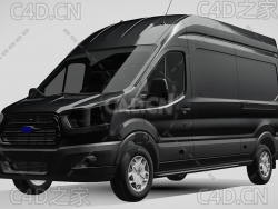 黑色福特汽车封闭货车面包车2018款C4D汽车模型下载