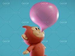 吹气球的卡通猴子卡通角色模型BubbleMonkey_optimized