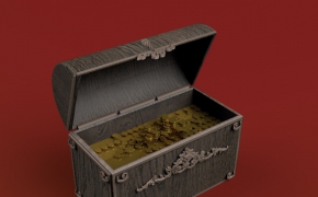 藏宝箱C4D模型 Chest with gold