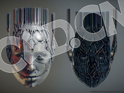 C4D金属裂痕面具模型