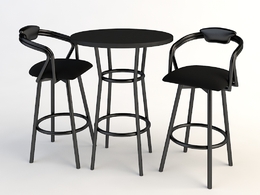 欧式铁艺桌椅 两人桌 圆桌 餐桌 休闲桌椅C4D模型 Tables and chairs -053 3d model