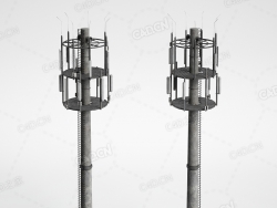 水泥信号收发塔杆C4D模型下载