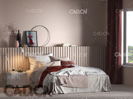 C4D室内模型渲染：卧室模型 Bedroom