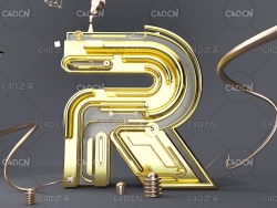 黄金机械字母R文字工程