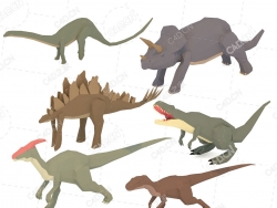 6只低面多边形卡通恐龙动画模型合集Dinosaur Animated Pack