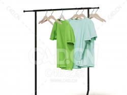 C4D商场超市可移动衣服架服装展示推车模型下载market rack clothes