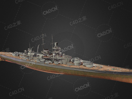 德国海军格奈森瑙号战列巡洋舰C4D模型下载Gneisenau 3d model
