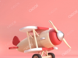 卡通木制小飞机C4D OCTANE模型