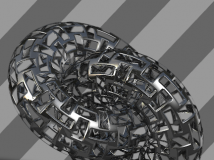 C4D镂空金属穿行网格材质 Walking through the grid