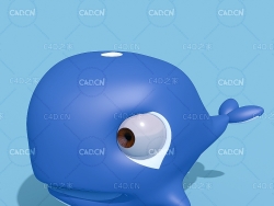 可爱的卡通鲸鱼C4D模型 whale
