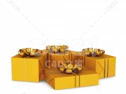金色彩带彩结包装的圣诞礼物盒 CHRISTMAS PRESENTS 3
