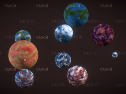 C4D 9个行星模型 Planets