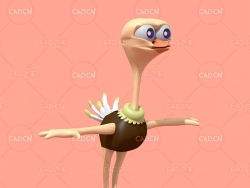 卡通鸵鸟C4D模型 ostrich