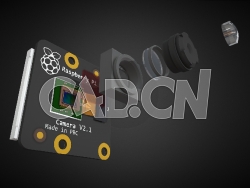 C4D树莓派第二代摄像头照相机模块分解模型 raspberry pi camera v2.1