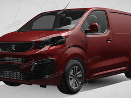 标致专家封闭车厢面包车货车2017款C4D汽车模型下载
