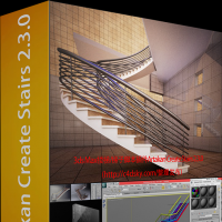 3ds Max楼梯/梯子脚本插件Artakan Create Stairs 2.3.0