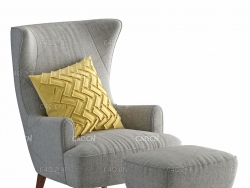 高靠背扶手椅C4D模型Armchair Scandinavian Designs Katja High Back