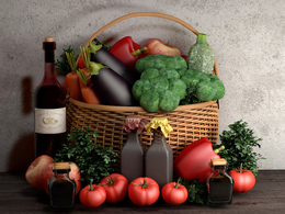 蔬菜C4D模型 vegetable Basket