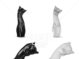 站立的小猫工艺品摆件C4D模型