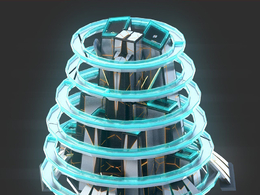 未来科幻创意摩天大楼建筑c4d模型 Sci-Fi Futuristic Future Fantasy City Building-5