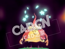 C4D戴帽子的卡通魔法师大胡子人物角色模型 Wiz Biz