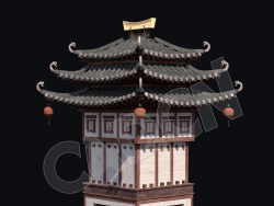 C4D香格里拉中式建筑模型 Kitbash3d-Shangri-La_Tower_M_grp