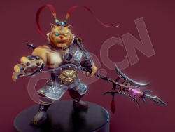 身穿锁子黄金甲的老虎将军C4D模型