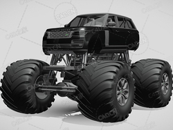 路虎揽胜大轮胎越野车C4D汽车模型下载