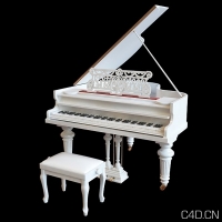 白色钢琴3D模型 Piano