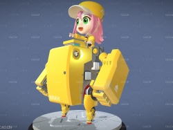C4D卡通小女孩机器人模型（C4D/FBX）