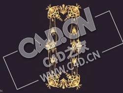C4D镜框花线画框欧式装饰雕花框模型_93 Decorative Element AM