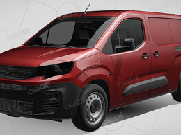 标致合作伙伴封闭车厢面包车货车2021款C4D汽车模型下载