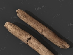C4D断裂的木桩模型下载 brokenStick