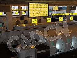 C4D机场登记值机大厅模型 Airport-Checkin 3d model