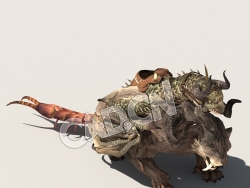 C4D变异物种狮身魔龙模型（包含骨骼绑定动画) UnChimera_A01 3D Model