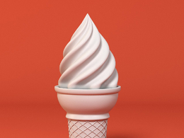 低面卡通蛋卷冰淇凌图标模型Ice Cream Cone