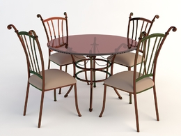 欧式铁艺桌椅 玻璃桌椅C4D模型 Tables and chairs -031 3d model