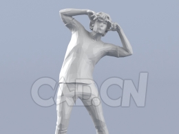 低面多边形卡通人物双手抱头站立的男孩模型