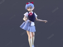 跳舞的小女孩女学生卡通人物C4D模型figure-girl