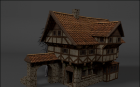 古建筑-酒家3D模型（c4d | obj） Medieval Hotel or House