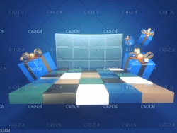 C4D OCTANE方格电商产品展示舞台背景