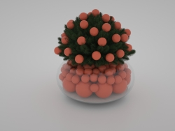 圣诞节花盆装饰摆件 C4D模型 带材质