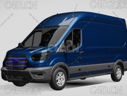 福特汽车面包车封闭玻璃货车2022款C4D汽车模型下载
